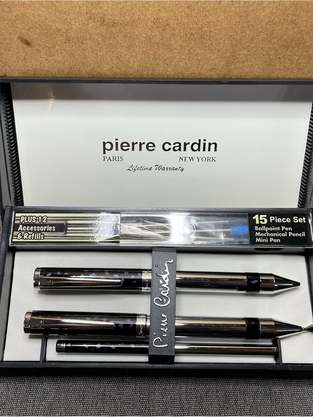 Pierre Cardin Black & Silver 15-Piece Pen Set